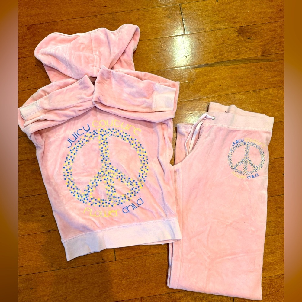 Vintage Juicy Couture Y2K Tracksuit Sweatsuit Top Medium Bottoms‎ Small